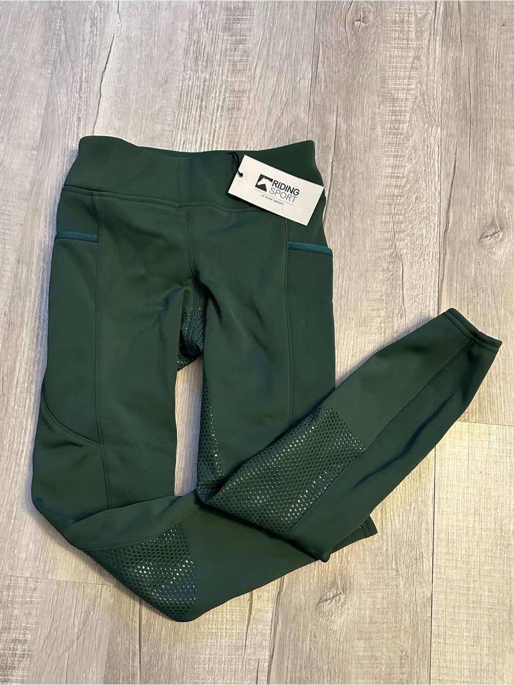Riding Sport Berlin Full Seat Fleece Lined Dark Green Riding Tights (Medium)